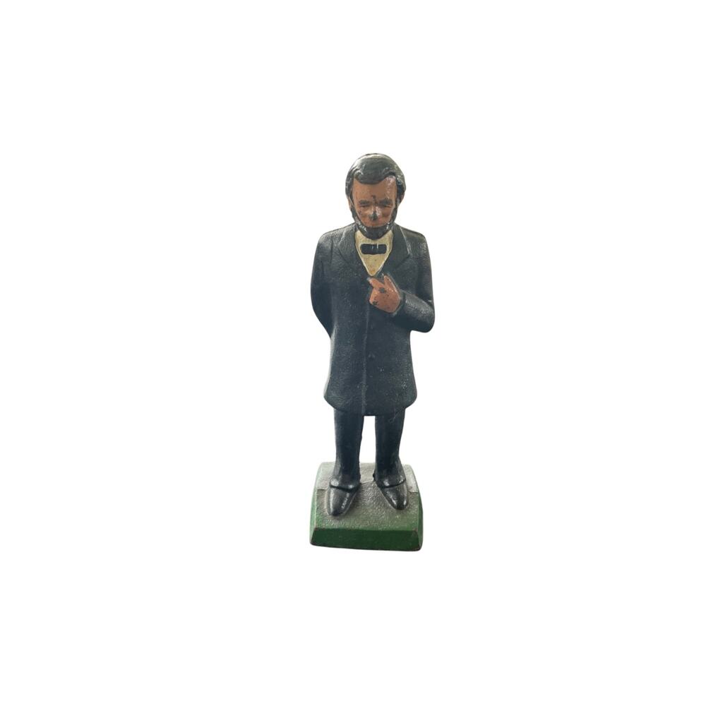 Antique Victorian Cast Iron Honest Abe Abraham Lincoln Figural Painted Door Stop